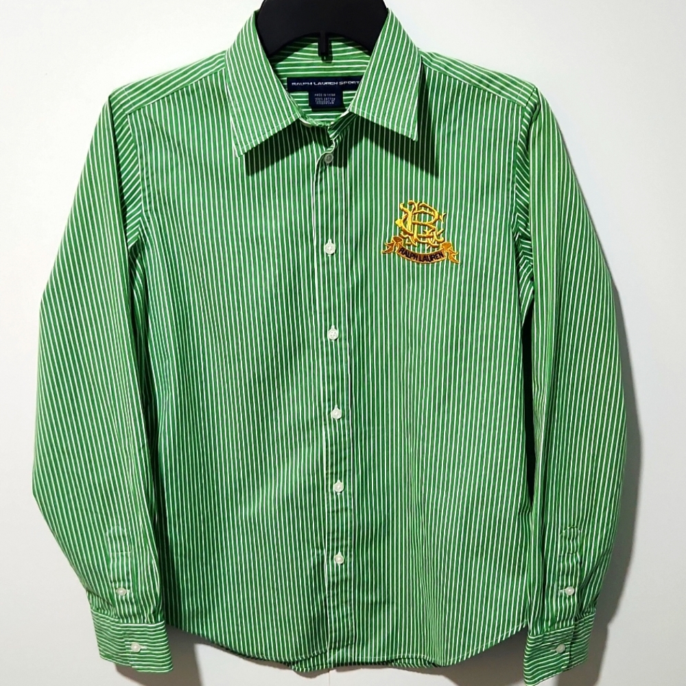Polo by Ralph Lauren Green Striped Blouse